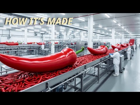 How Chili Sauce Is Made in a Modern Factory (ASMR) | From Farm to Table