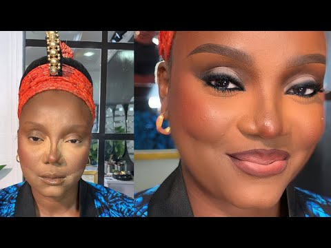 HOW TO DO A FULL FACE MAKEUP TUTORIAL FOR BEGINNERS (Dark skin) | Client Makeup for birthday makeup