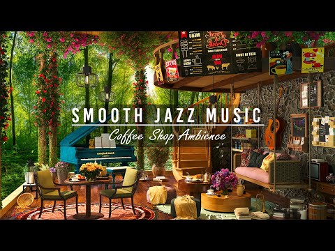 Smooth Jazz Instrumental Music ☕ 4K Cozy Coffee Shop with Jazz Relaxing Music for Work, Study