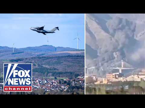 JUST IN: Trump shares video of Iran's biggest bridge 'tumbling town'