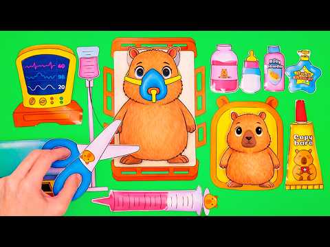 Baby Capybara Surprise! 🐹💗 DIY Paper Playset, Hospital & Squishy Crafts! ✂️✨