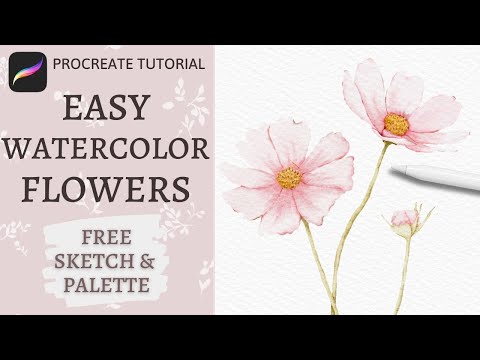 How to Paint Watercolor Cosmos Flowers in Procreate | Realistic Watercolor Floral Procreate Tutorial