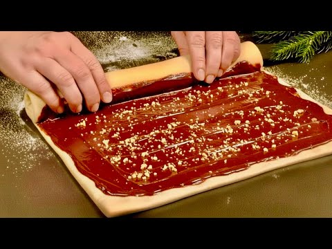 Wenn Sie Blätterteig, Schokolade und Nüsse haben, bereiten Sie dieses Dessert zu.