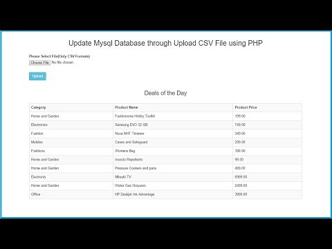 Update Mysql Database through Upload CSV File using PHP