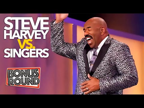 Steve Harvey Vs. Singing Contestants On Family Feud!