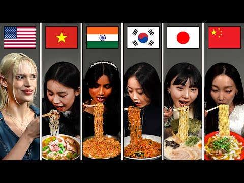 American Try 5 Different Asian Noodle Dishes For The First Time! Which Country Has The BEST Noodle??