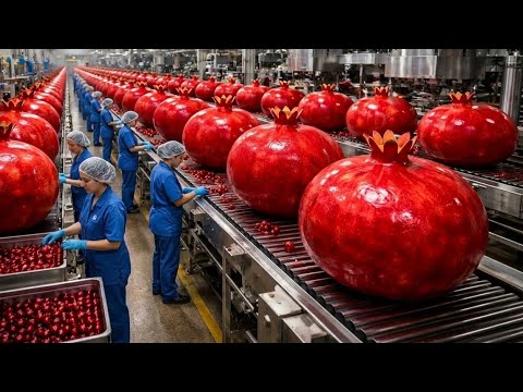 Inside A Factory From Fresh Pomegranates Processed Into Premium Juice Bottles Full Process