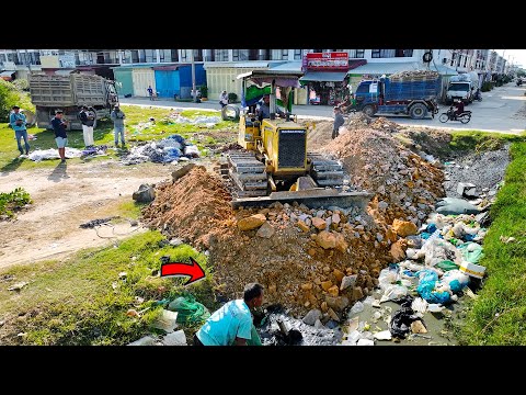 First Start a New Project! Landfill Delete Canal Garbage Using Skill Dozer D31P & 5Ton Truck Unload