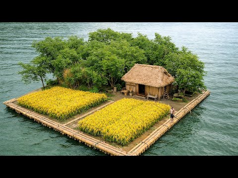 Man Builds Massive Floating Rice Field on Bamboo Raft by Hand Alone in the Jungle | Start to Finish