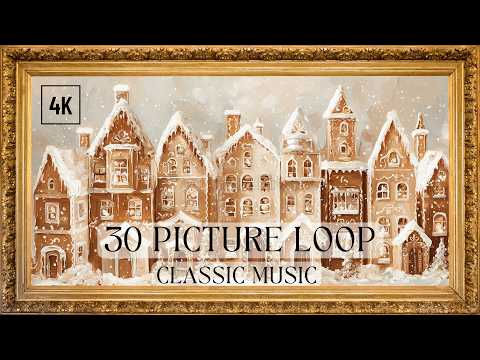 40 Most Beautiful Holiday Christmas village Oil Paintings | Winter TV art slideshow with music