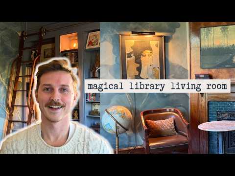 Eclectic Library Living Room Makeover with SO Many Thrift Flips!