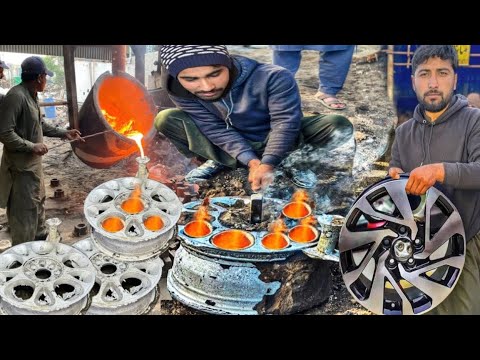 For The First time, The Process Of Making Car Alloy Rims in A Old Way by Melting Old Vehicles Parts.