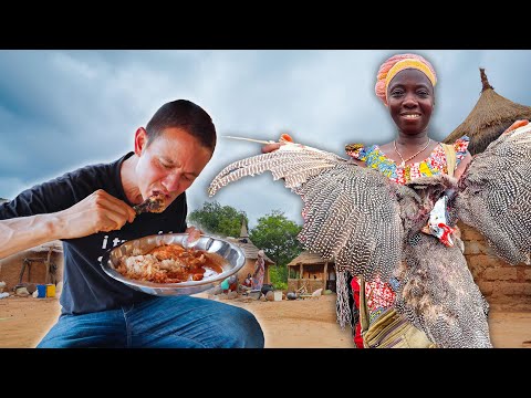 Whole GUINEA FOWL Stew in Africa!! MOST REMOTE Village Food in Côte d'Ivoire!! 🇨🇮