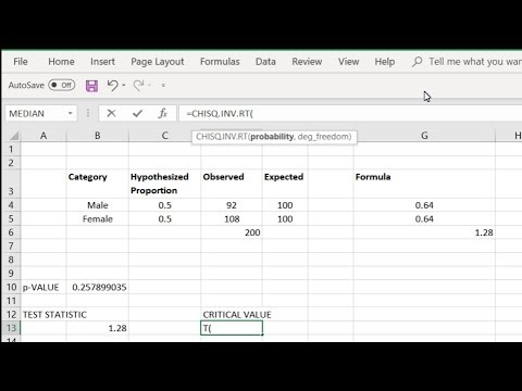 How to Calculate Chi Square Using Excel =CHISQ.TEST and =CHISQ.INV.RT