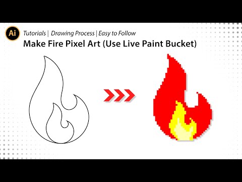 Drawing Process Fire Pixel Art - Adobe Illustrator Tutorial