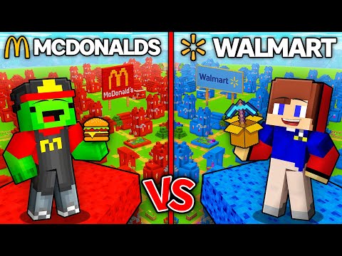 Mikey MCDONALDS vs JJ WALMART Village Survival Battle in Minecraft ! - Maizen