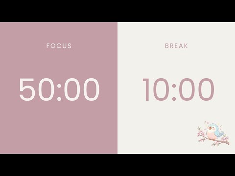 50/10 Pomodoro Timer  🍅 3 Hour Silent Focus Study With Me (No Music) 🔇 Gentle Bird Chirping Alarm ⏰
