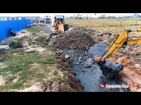 Updating New Road Build! Small Bulldozer, Excavator & Mini Dump Trucks Filling Stones Perfectly