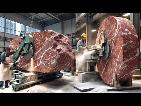Inside Marble Factory 😲Strawberry Stone Turning into Beautiful Marble Slab