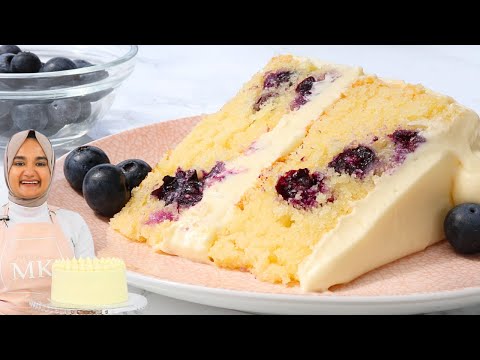 Melt in your mouth LEMON BLUEBERRY CAKE with the most velvety crumb!