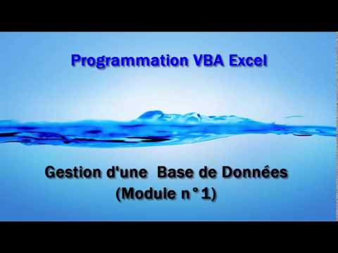 Excel VBA -  Gestion d'une BDD (Module n°1)