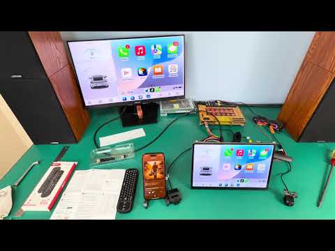 2.4G wireless controller adapter connected to JOYING QCM6490 stereo system