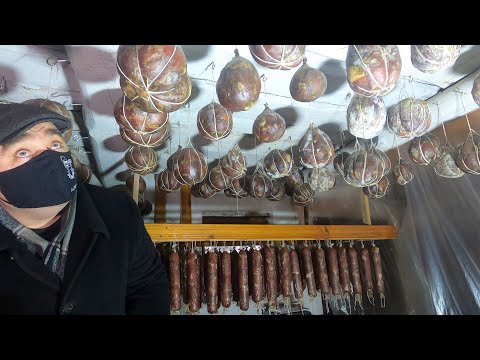 Preparing an ancient Ukrainian cured meat dish that has been prepared for many hundreds of years.