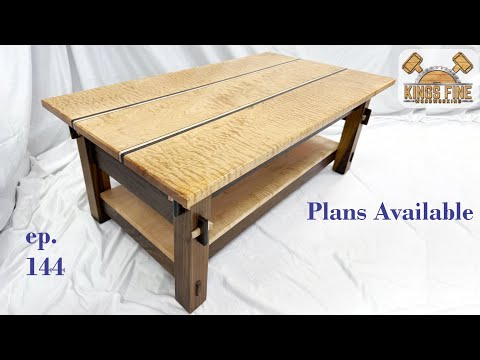 Coffee Table from Quilted Maple and Walnut with Through - Mortise and Tenon and Tusk Tenon Joinery