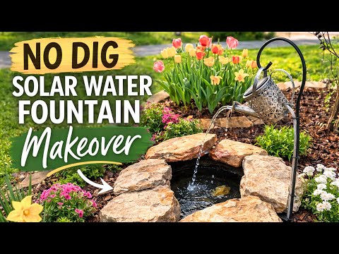 Build A NO DIG In-Ground Solar Water Fountain⛲️|Stunning Fountain Makeover