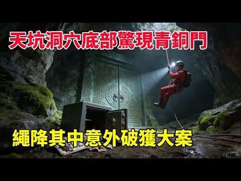 天坑洞穴底部驚現青銅門，繩降其中發現被撬開的保險箱、車牌，意外破獲數年前的無頭大案【馬幫主探險中國】