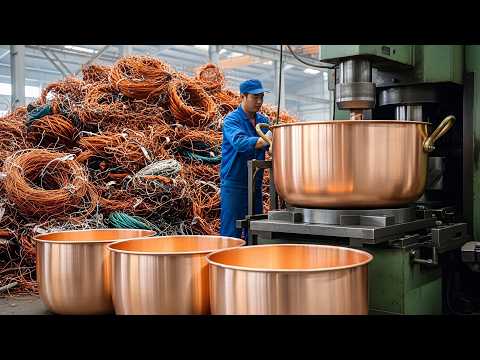 Incredible Recycling Process Of Old Copper Wire to Make New Giant Copper Cooking Pots In Factory