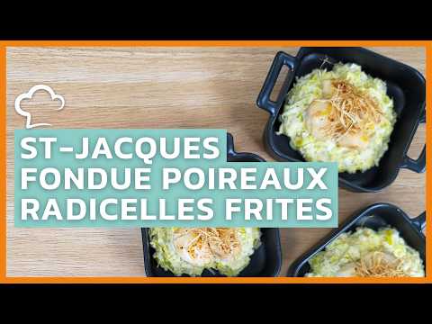Saint-Jacques à la fondue de poireaux et radicelles frites | Recette Food’Cuisine