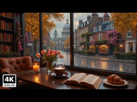 Beautiful Autumn Rainy Relaxation Space 🍂 Soft Jazz Piano Music and Rain Sounds for Study and Work