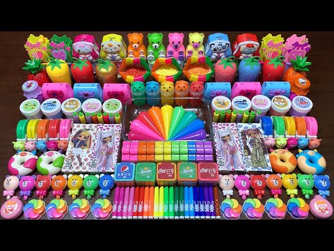 RELAXING WITH CLAY PIPING BAG & FOAM and GLITTER | Mixing Random Things Into GLOSSY Slime #1957