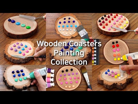 Wooden Coster Acrylic Painting Collection｜Satisfying Relaxing Video