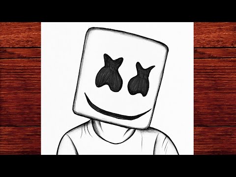 How to Draw Marshmello | Easy Marshmello Face Drawing Tutorial (Step by Step)