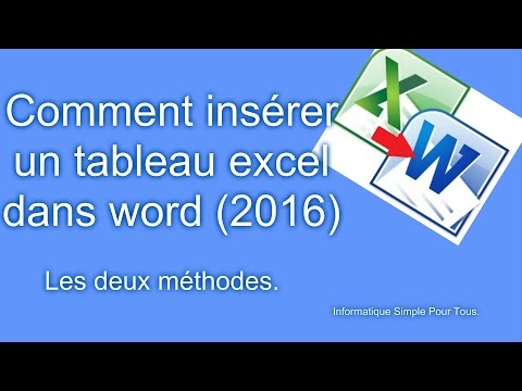 Comment insérer un tableau excel dans word (2016)