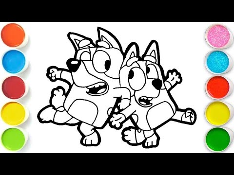 Bluey and Bingo playing dress up game Drawing, Painting & Coloring For Kids and Toddlers_ Easy Art