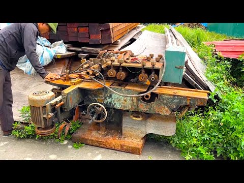 Restoration Giant Combined Wood Machine from Mr Truong Workshop   Restore Nishino 3in1-1500A of 70s