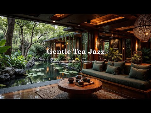 Gentle Tea Jazz by the Lake Ambience | Calming Nature Background with Unwind Jazz for Stress Relief