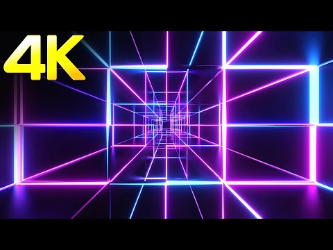 4K Abstract OLED Neon Square Led Lights Blue & Pink Color Screensaver Video Background No sound