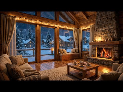 Warm Café on a Snowy Night ☕ Relaxing Piano for Sleep & Stress Relief