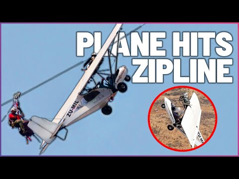 Biplane Crashes Into A Zipline Leaving The Pilot Hanging On For His Life | Saved on Camera