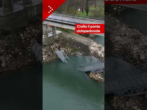 Crolla tratto del ponte ciclopedonale sull'Adda tra le province di Lodi e Cremona