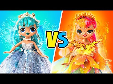 Water Vs. Fire Element Dolls Growing Up || 30 FUN DIYs 🔥💧
