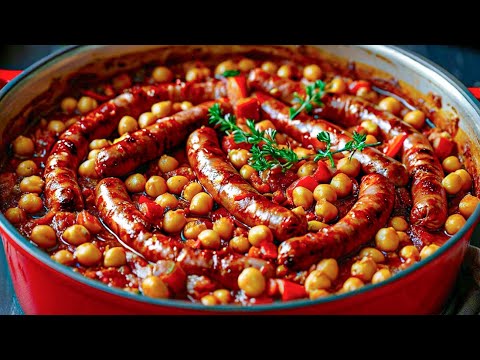 Sausages with chickpeas that you can't tear yourself away from.  They're so delicious!