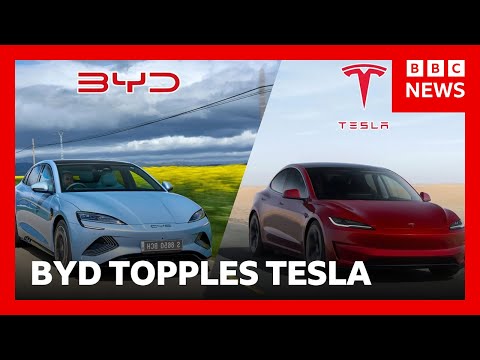 Tesla overtaken by Chinese carmaker BYD as world’s biggest seller of electric vehicles | BBC News