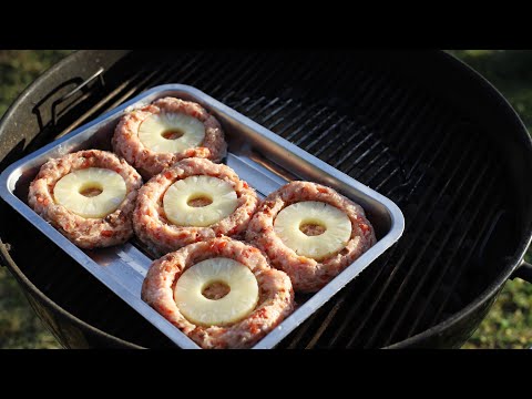 ГОРЯЧЕЕ С КУРИЦЕЙ И АНАНАСАМИ НА УГОЛЬНОМ ГРИЛЕ