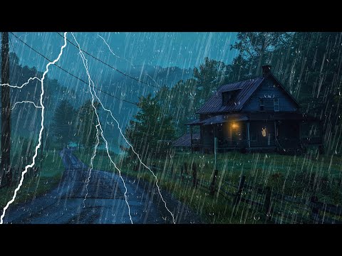 Cure Insomnia with Heavy Rain and Powerful Thunder Sounds – Deep Sleep All Night