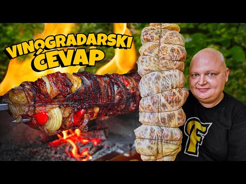 Vinogradarski ćevap na RAŽNJU. Meso u TELEĆOJ MARAMICI koje se topi u ustima! RAŽANJ NA APARATIMA